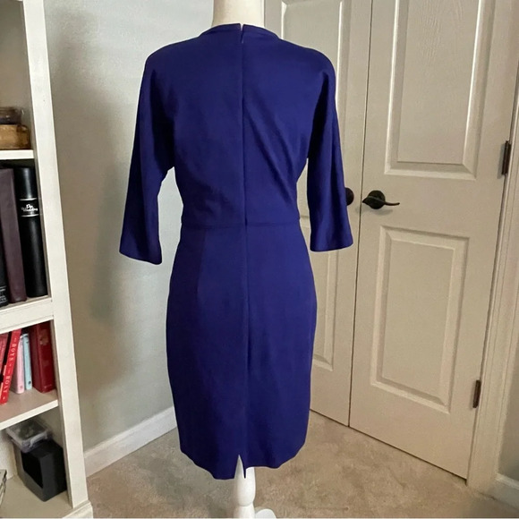 Trina Turk Blue Keyhole Neck Sheath Dress Size 6 - Picture 2 of 6